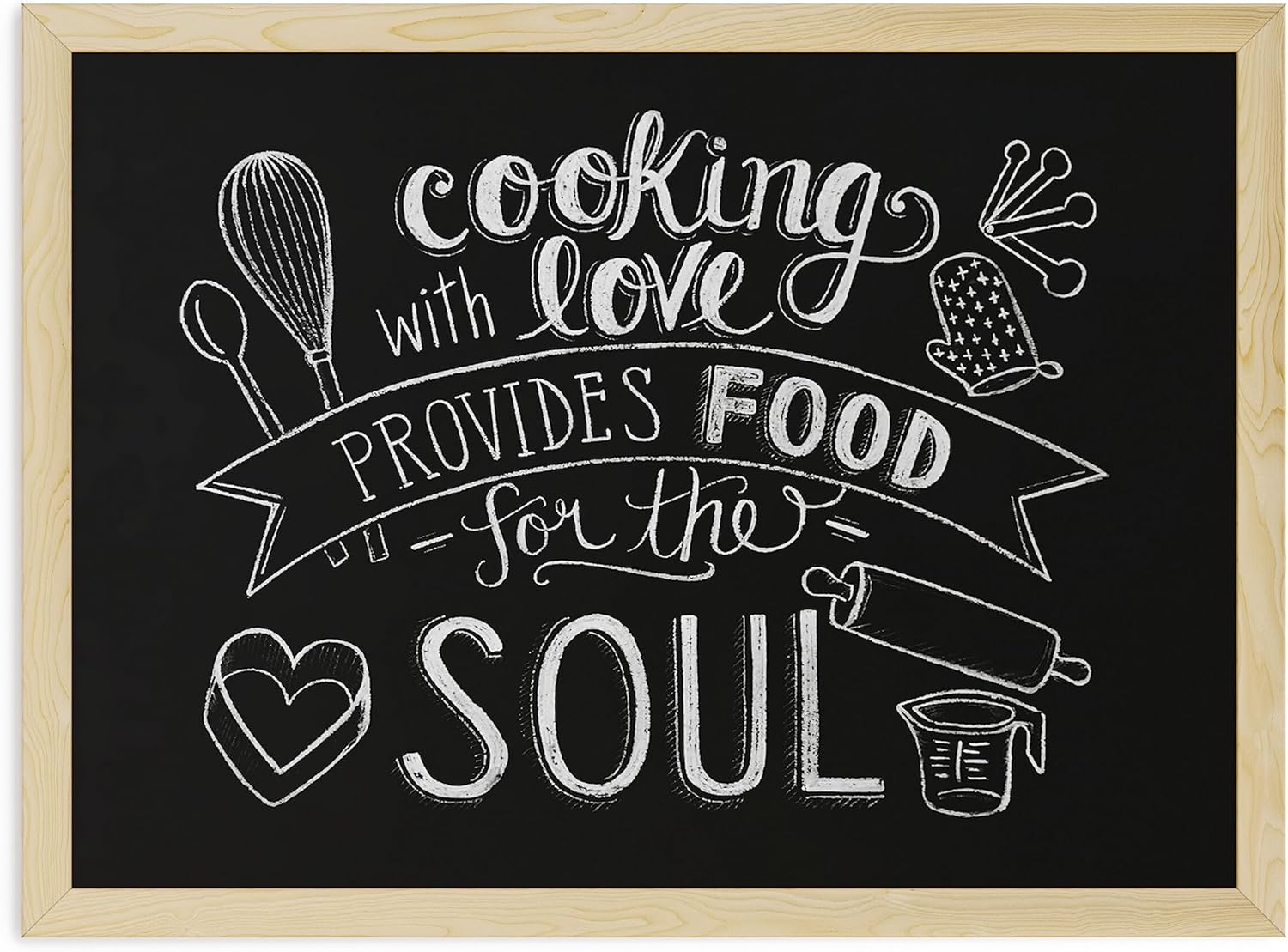 U Brands Chalkboard, 24in X 18in, Birch Wood Frame, Actual Size 23in X 17in (310U00-01)