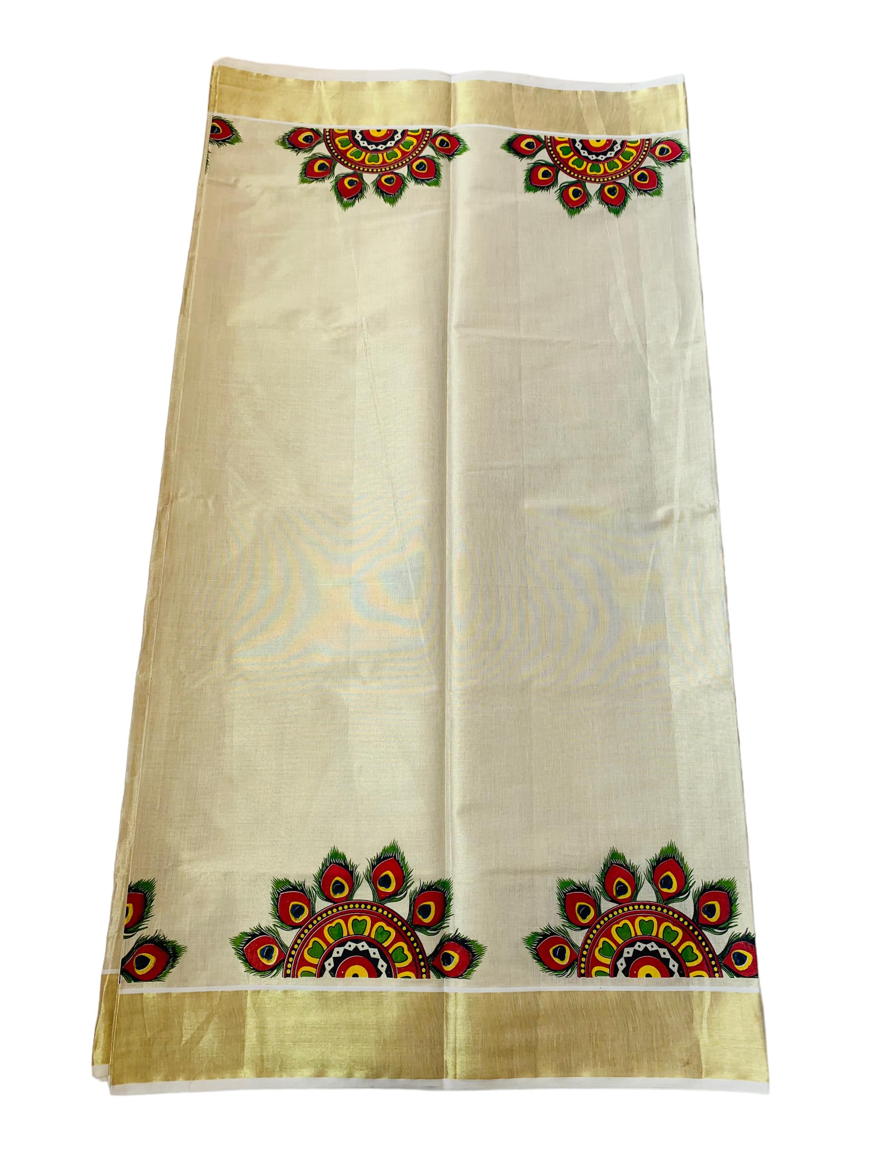 Women Kuthampully Kerala Kasavu Saree Tissue Mural Painted | Traditional South Indian Saree | Onam Saree - Multi Color Ekm-798