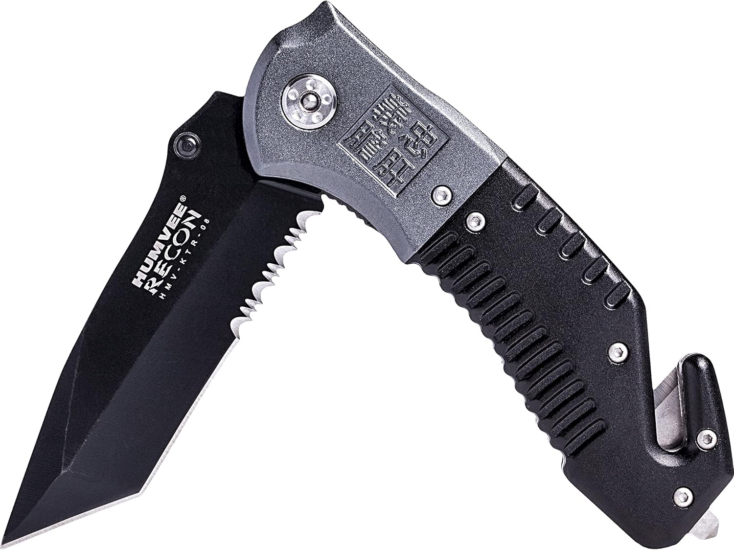 CAMPCO HUMVEE Tactical Recon 8 Pocket Knife with Spring Assist, Tactical Gear, Folding Knife, Serrated Stainless Steel Blade