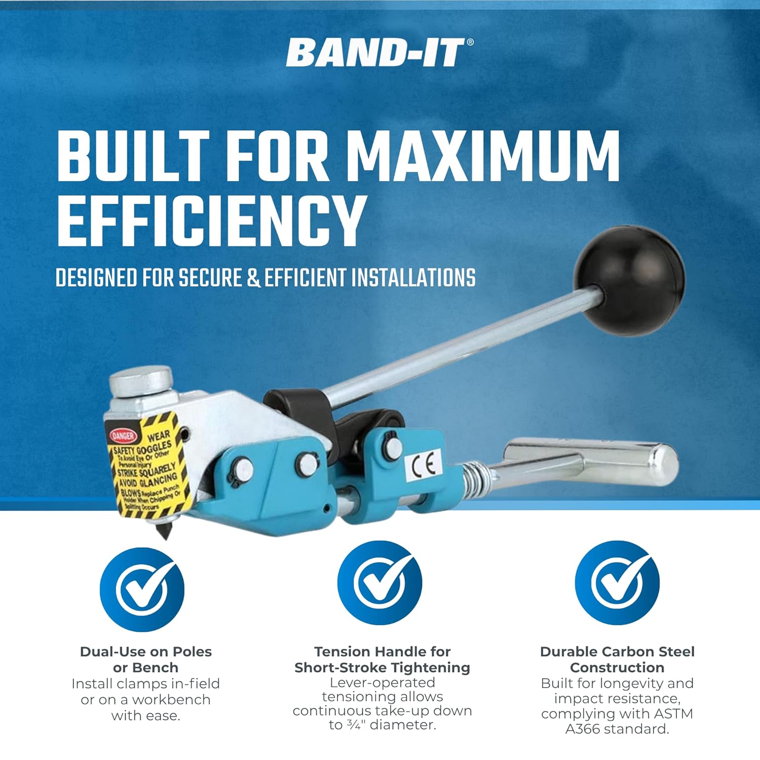 BAND-IT T30069 Center Punch Tool, Includes Adapter For 3/8" Wide Center Punch Clamps