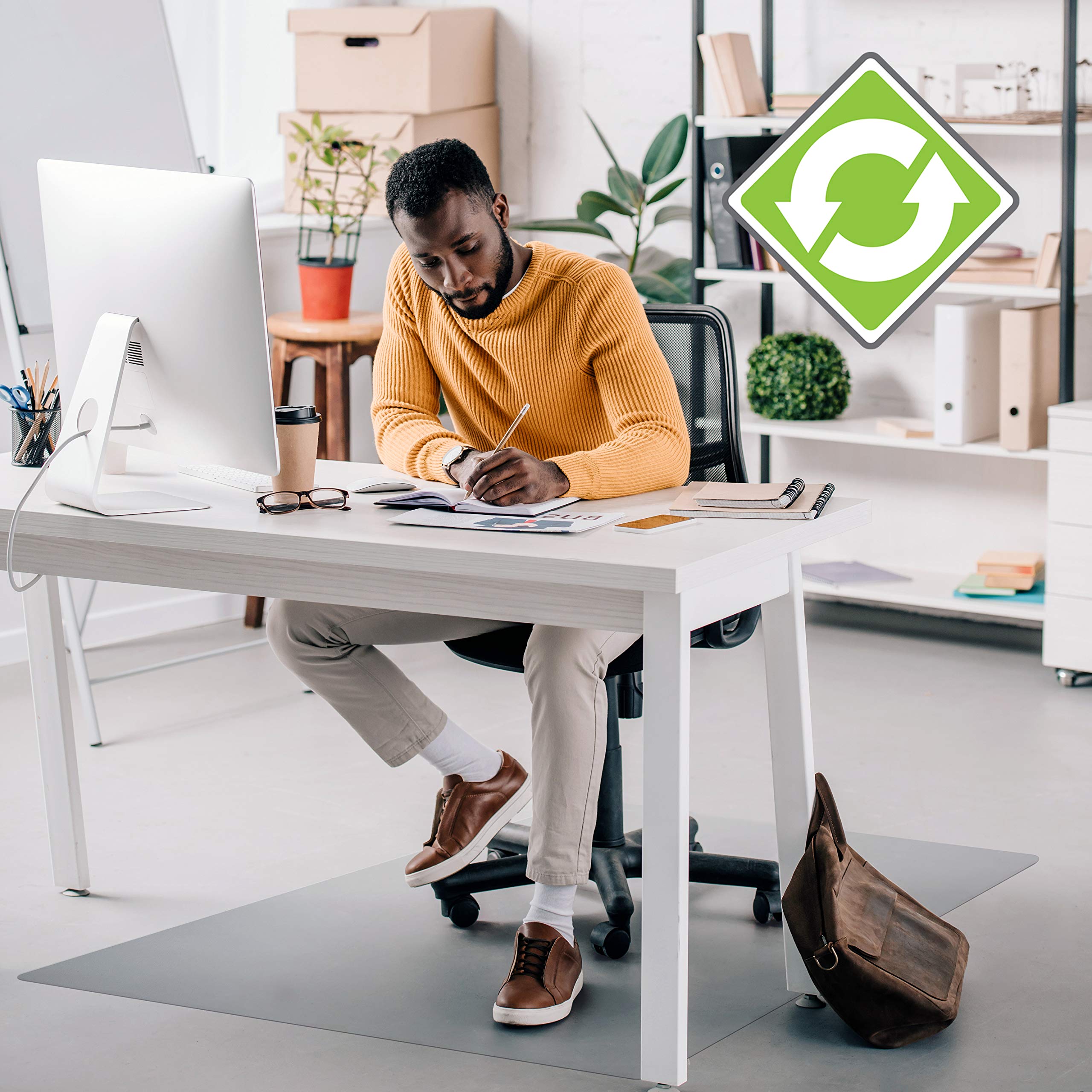 FLOORTEX Cleartex Enhanced Polymer Rectangular Chair Mat with Anti-Slip Backing for Hard Floors
