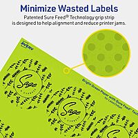 Avery Printable Round Labels, Sure Feed Technology, 2-1/2" Diameter, Bright Green, Print-to-the-Edge, Laser/Inkjet Printable