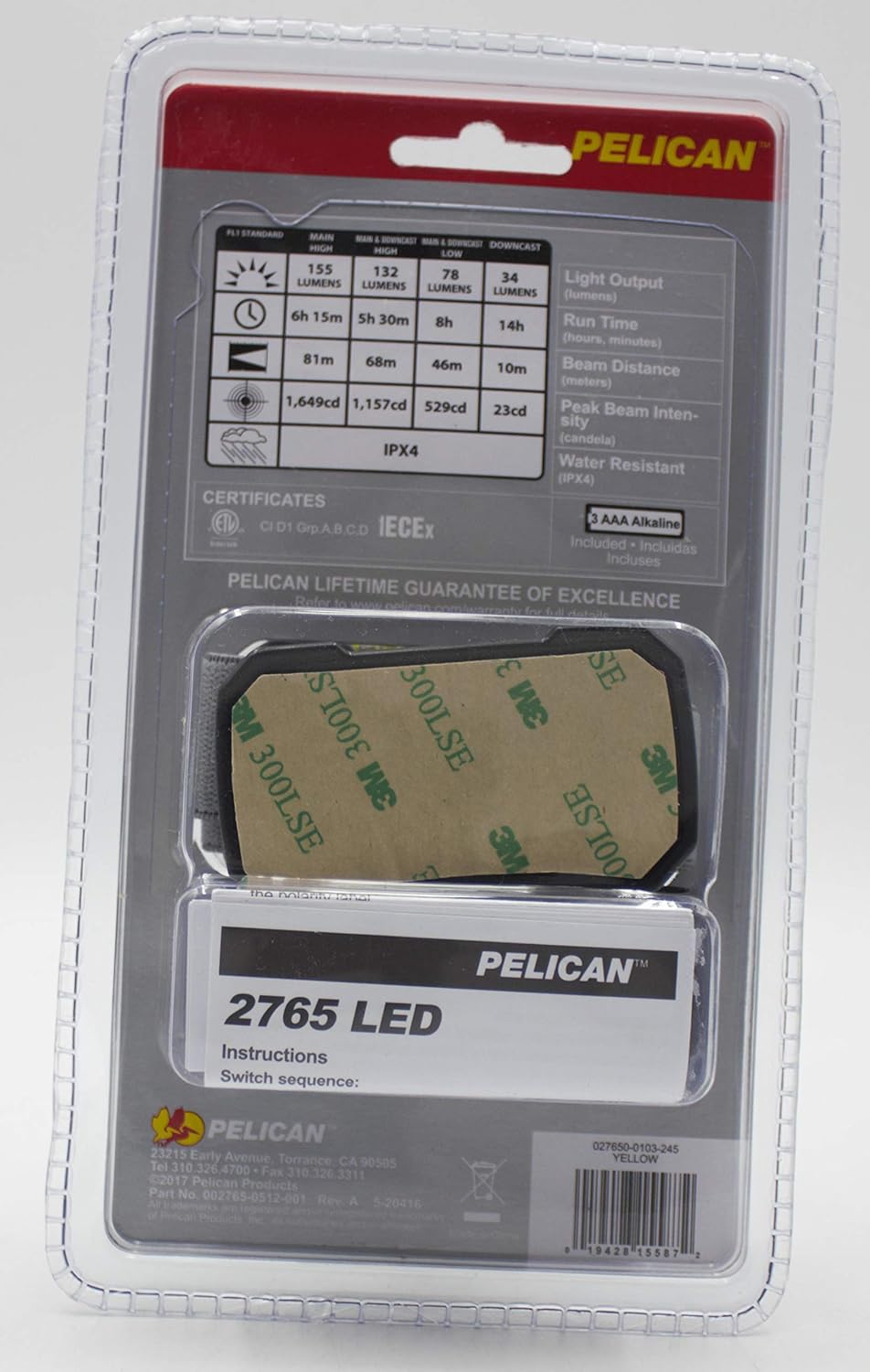 Pelican 027650-0103-245 Headlamp Yellow (LED Upgrade)