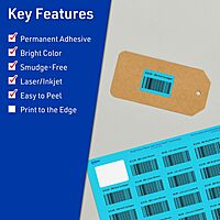 AVERY Printable Rectangle Labels, Sure Feed, 1-1/4" x 1-3/4", Bright Blue