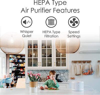 CRANE Air Purifier with True HEPA Filter