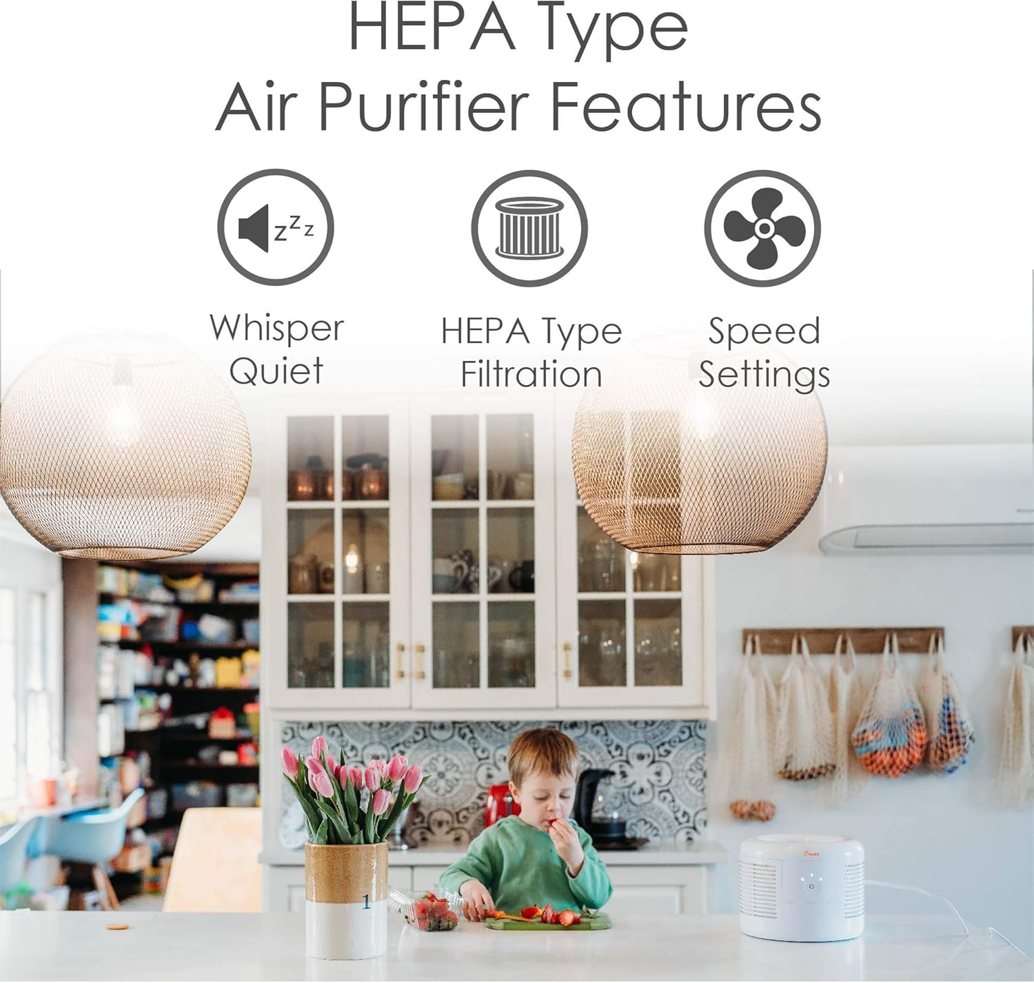 CRANE Air Purifier with True HEPA Filter