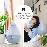 CRANE Droplet/Teardrop Ultrasonic Cool Mist Humidifier, 0.5 Gallon