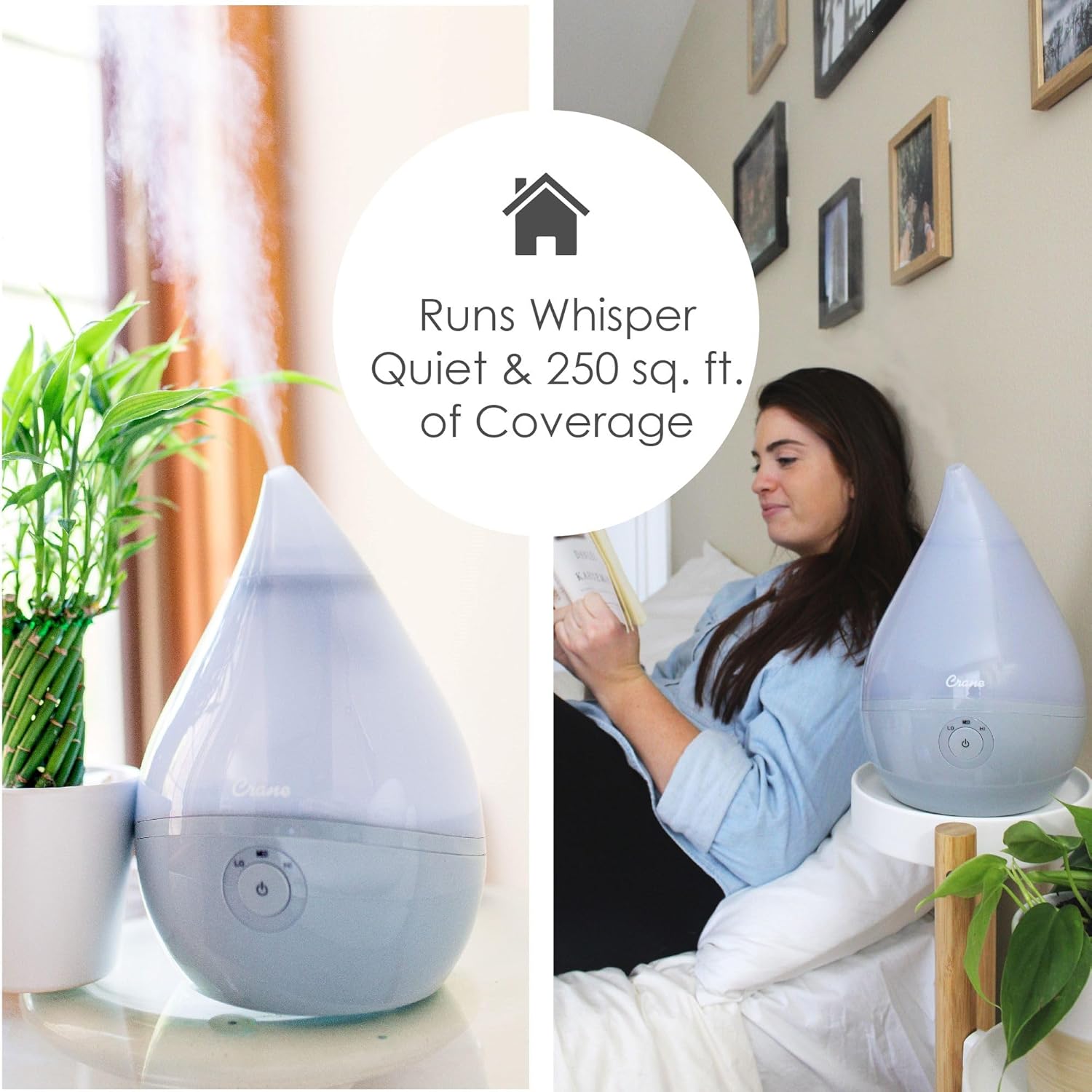 CRANE Droplet/Teardrop Ultrasonic Cool Mist Humidifier, 0.5 Gallon