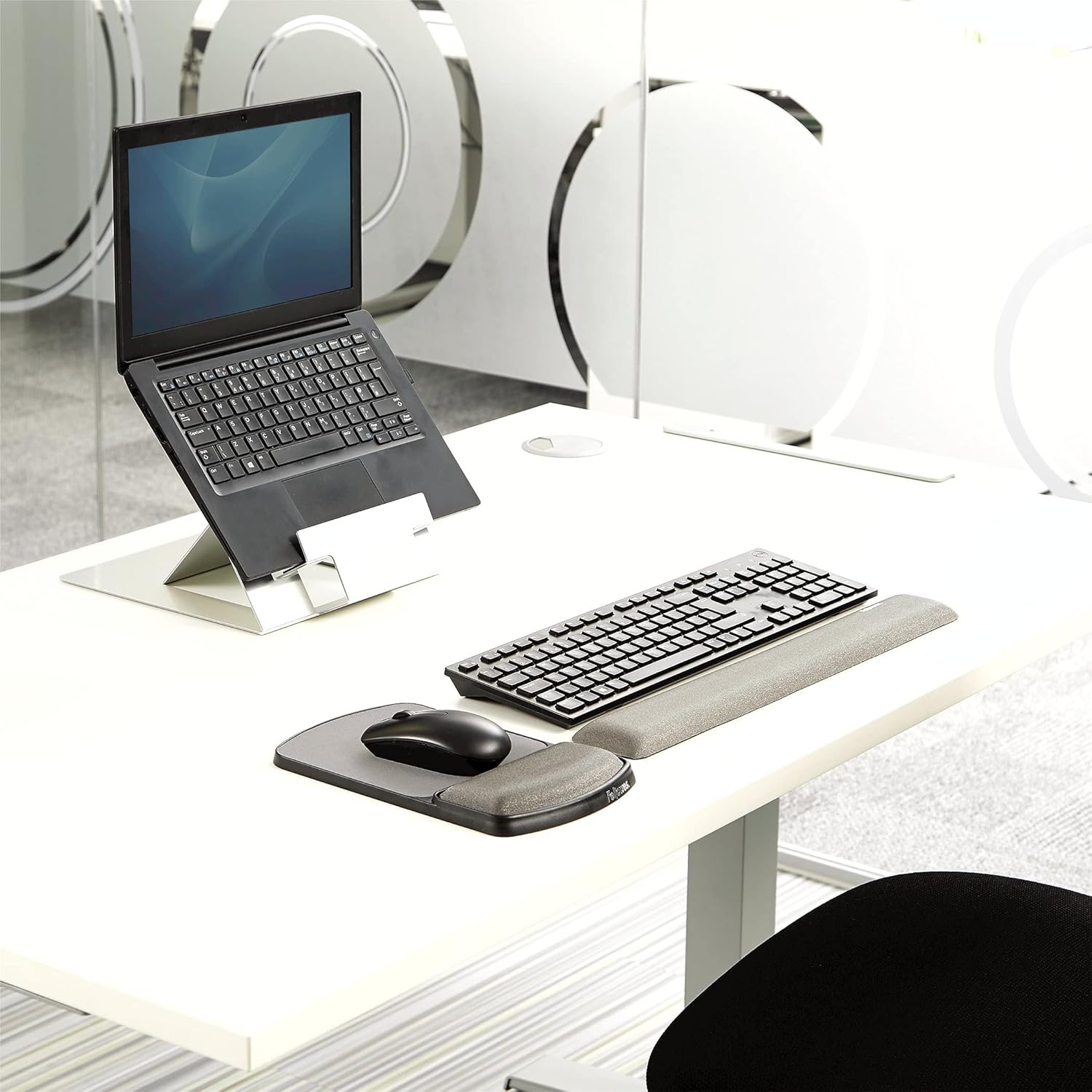 Fellowes 91737 Gel Wrist Rest - Graphite/Platinum (Pack of 3)