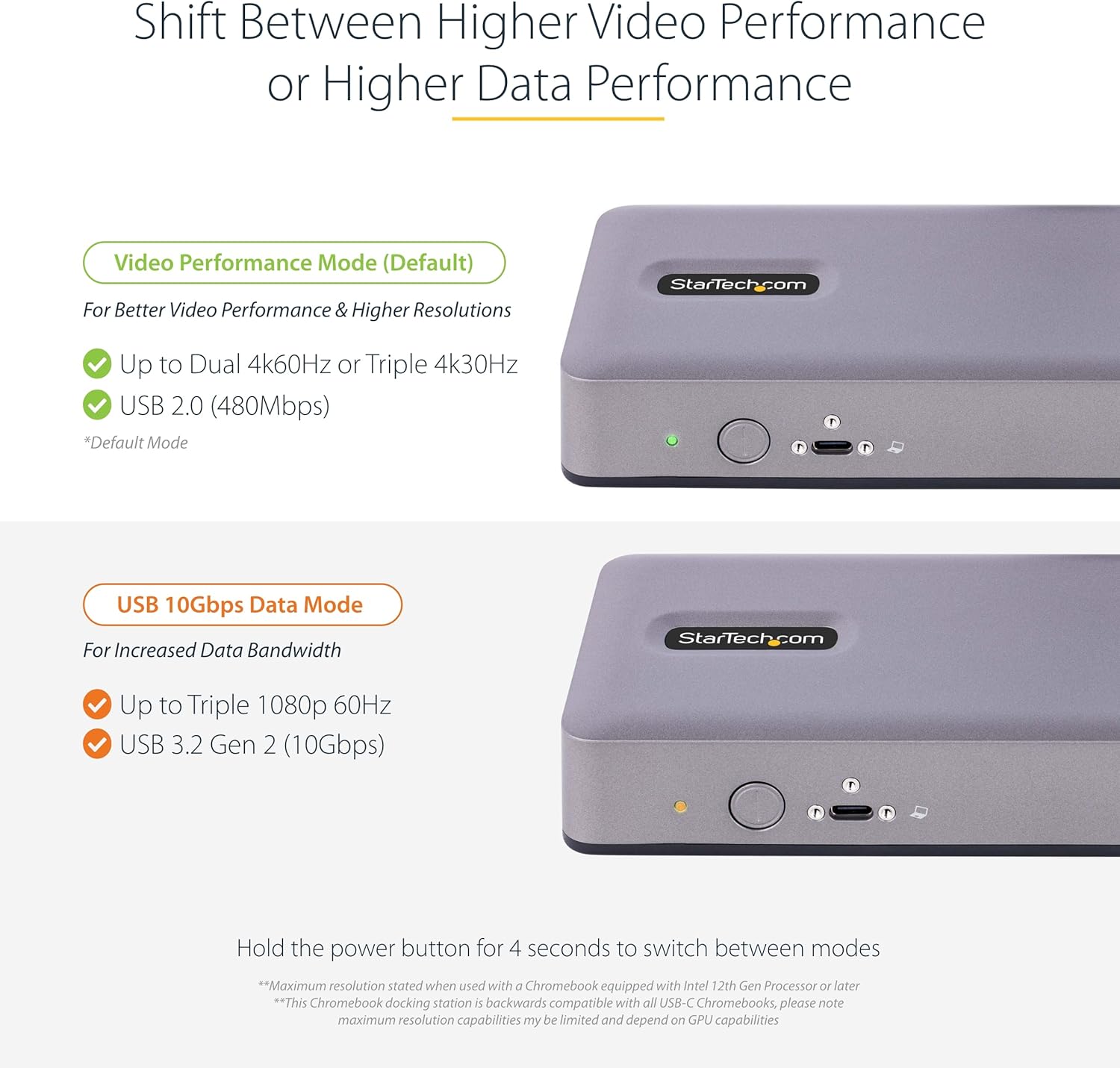 StarTech.com USB-C Docking Station Multi Monitor HDMI/DP/USB-C Video Output, Triple Monitor 4K30/Dual 4K60, 7-Port USB Hub