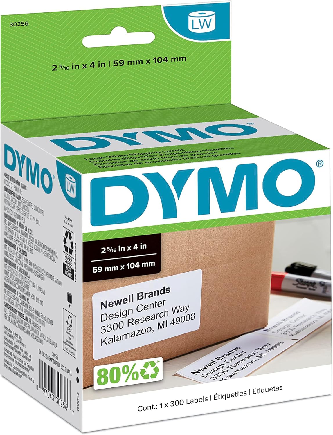 DYMO Authentic LW Large Shipping Labels DYMO Labels for LabelWriter Label Printers Print Up to 6-Line Addresses 2-5/16" x 4"