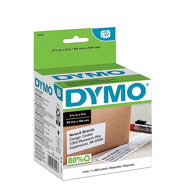 DYMO Authentic LW Large Shipping Labels DYMO Labels for LabelWriter Label Printers Print Up to 6-Line Addresses 2-5/16" x 4" 1 Roll of 300