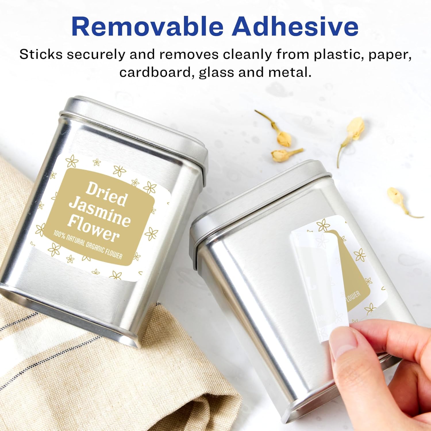 AVERY Matte White Removable Arched Square Labels, Sure Feed Technology, Print-to-The-Edge, 2" x 2-3/16"
