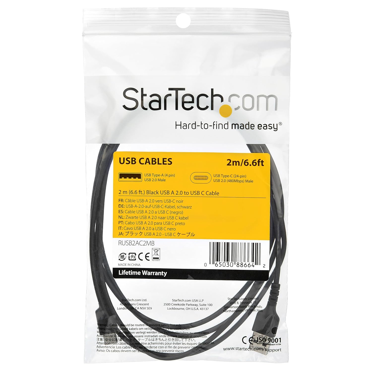 StarTech.com USB A to USB C Charging Cable - USB 2.0, Aramid Fiber