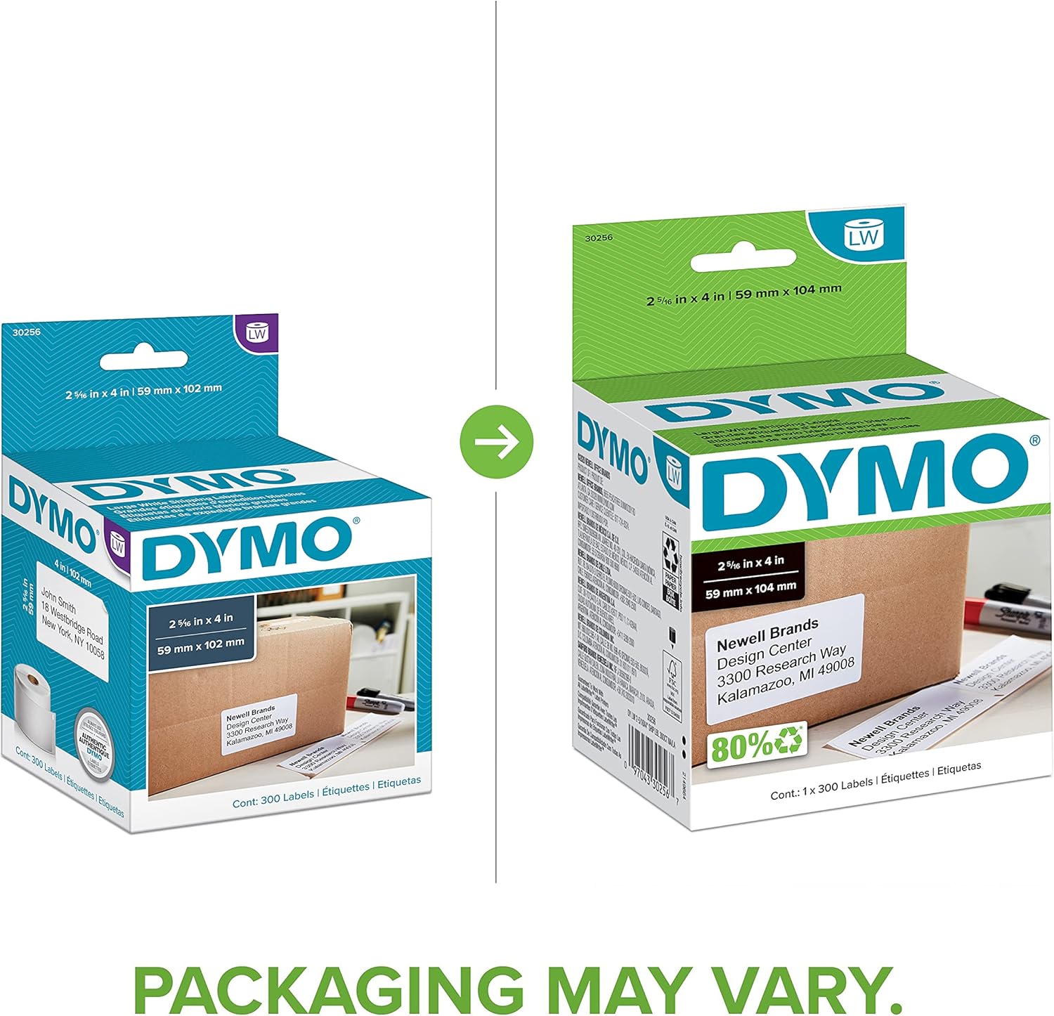 DYMO Authentic LW Large Shipping Labels DYMO Labels for LabelWriter Label Printers Print Up to 6-Line Addresses 2-5/16" x 4"