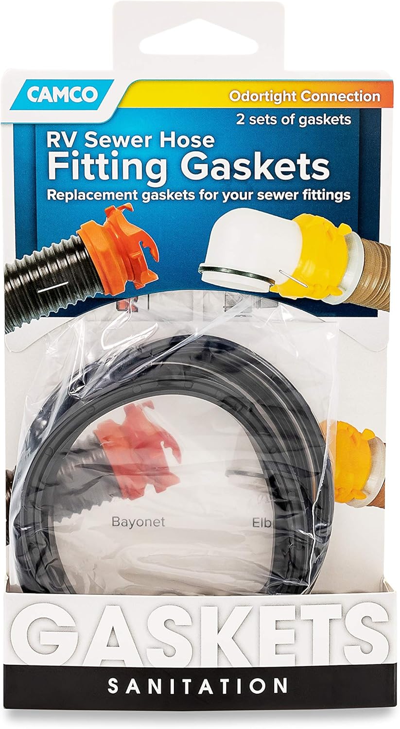 Camco Sewer Hose Replacement Gasket - Replacement Gaskets for RV Sewer Fittings to Ensure an Odor Tight Seal | Two Bayonet