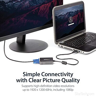 StarTech.com USB 2.0 to VGA Adapter, USB to VGA External Video Adapter for Windows