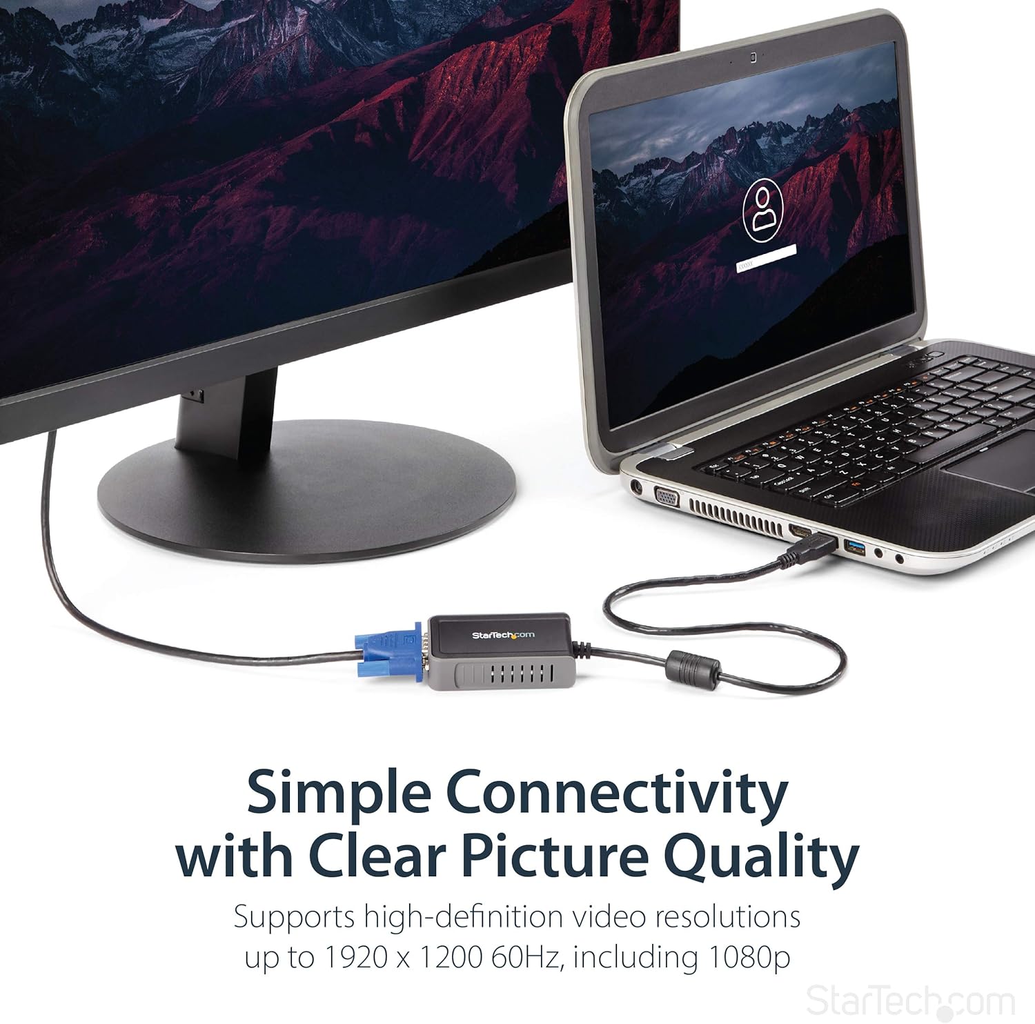 StarTech.com USB 2.0 to VGA Adapter, USB to VGA External Video Adapter for Windows