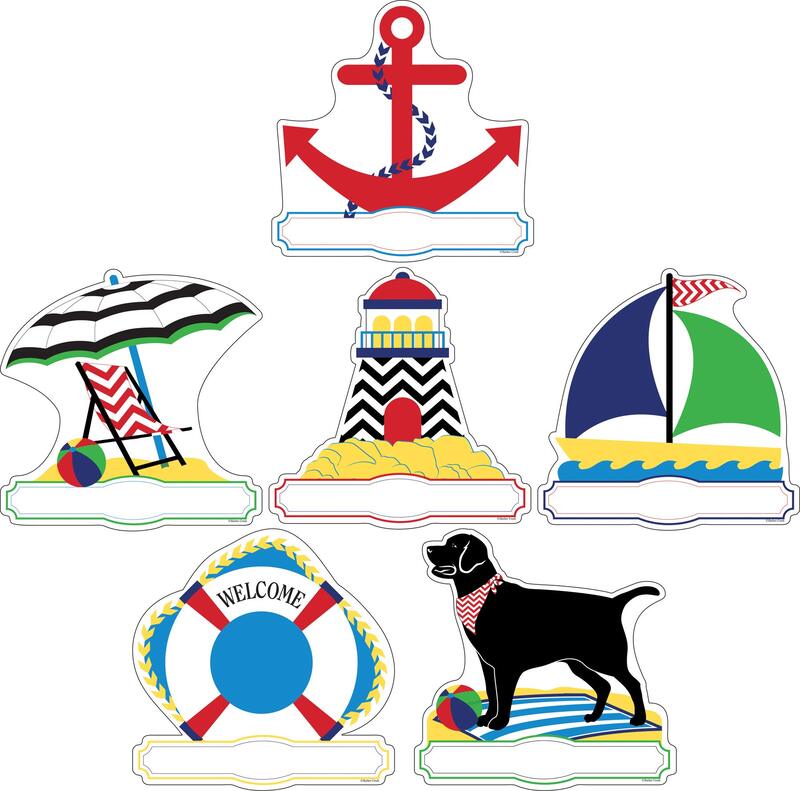 Barker Creek Double-Sided Cut-Outs 2-Pack, Chevron Nautical, 72 Colorful Accents for Bulletin Boards, Displays, Classrooms, Double-Sided for Added Value, 5.5" (3713)