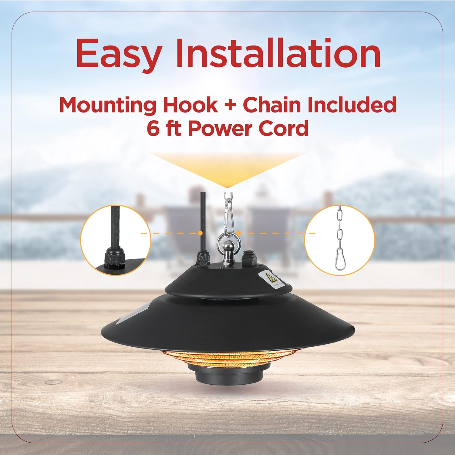 BLACK+DECKER 1500W Outdoor Electric Patio Heater with Remote Control
