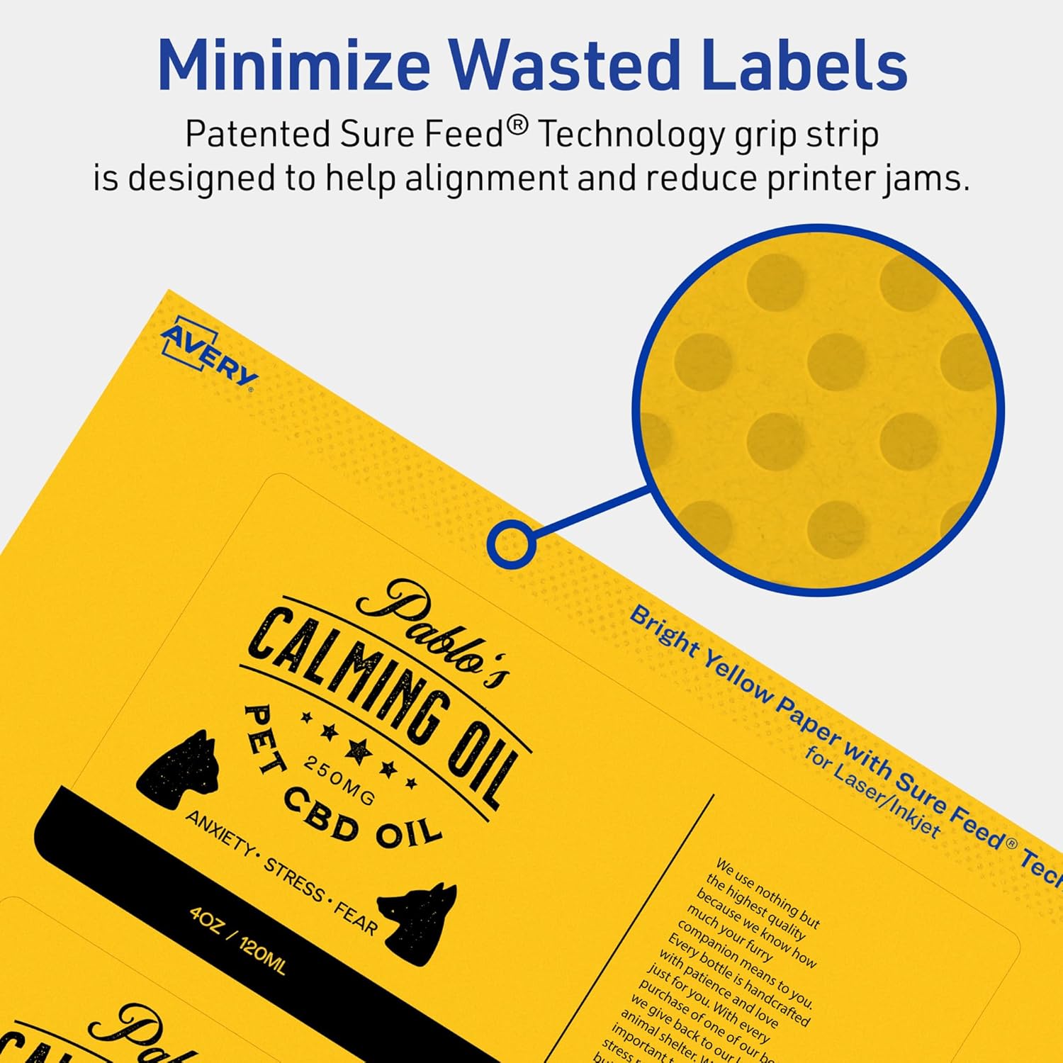 Avery Printable Rectangle Labels, Sure Feed Technology, 3 x 6, Bright Yellow, Print-to-The-Edge, Laser/Inkjet Printable