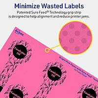 Avery Printable Lollipop Labels, Sure Feed Technology, 1-1/2" x 4", Bright Pink, Print-to-The-Edge, Laser/Inkjet Printable