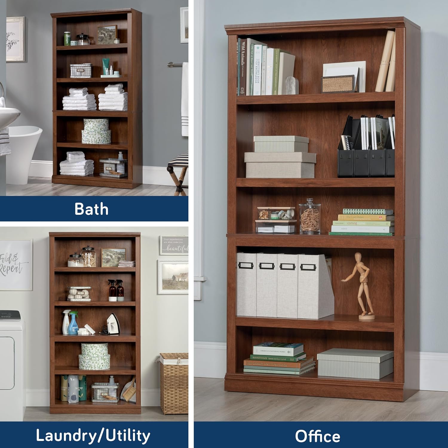 Sauder Select 5-Shelf Engineered Wood Bookcase