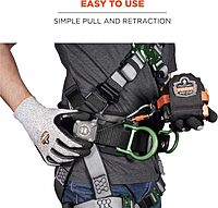 Ergodyne Squids 3002 Retractable Tool Lanyard with Locking Carabiner, Straps to Attach to Belt or Harness, Gray, Standard