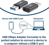 C2G USB C to USB A Adapter, Superspeed Adapter Converter, Plug and Play Adapter, C2G 54427
