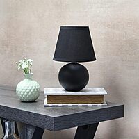 SIMPLE DESIGNS LT2008 Mini Ceramic Globe Table Lamp with Fabric Shade