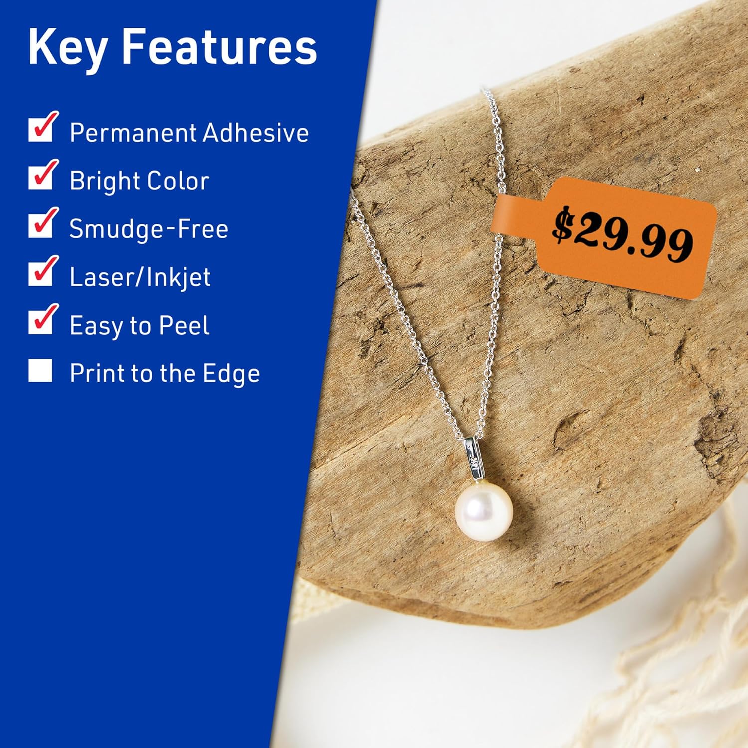 Avery Printable Barbell Labels, Sure Feed Technology, 1/2" x 2-1/2", Bright Orange Labels, Laser/Inkjet Printable, 450 Total