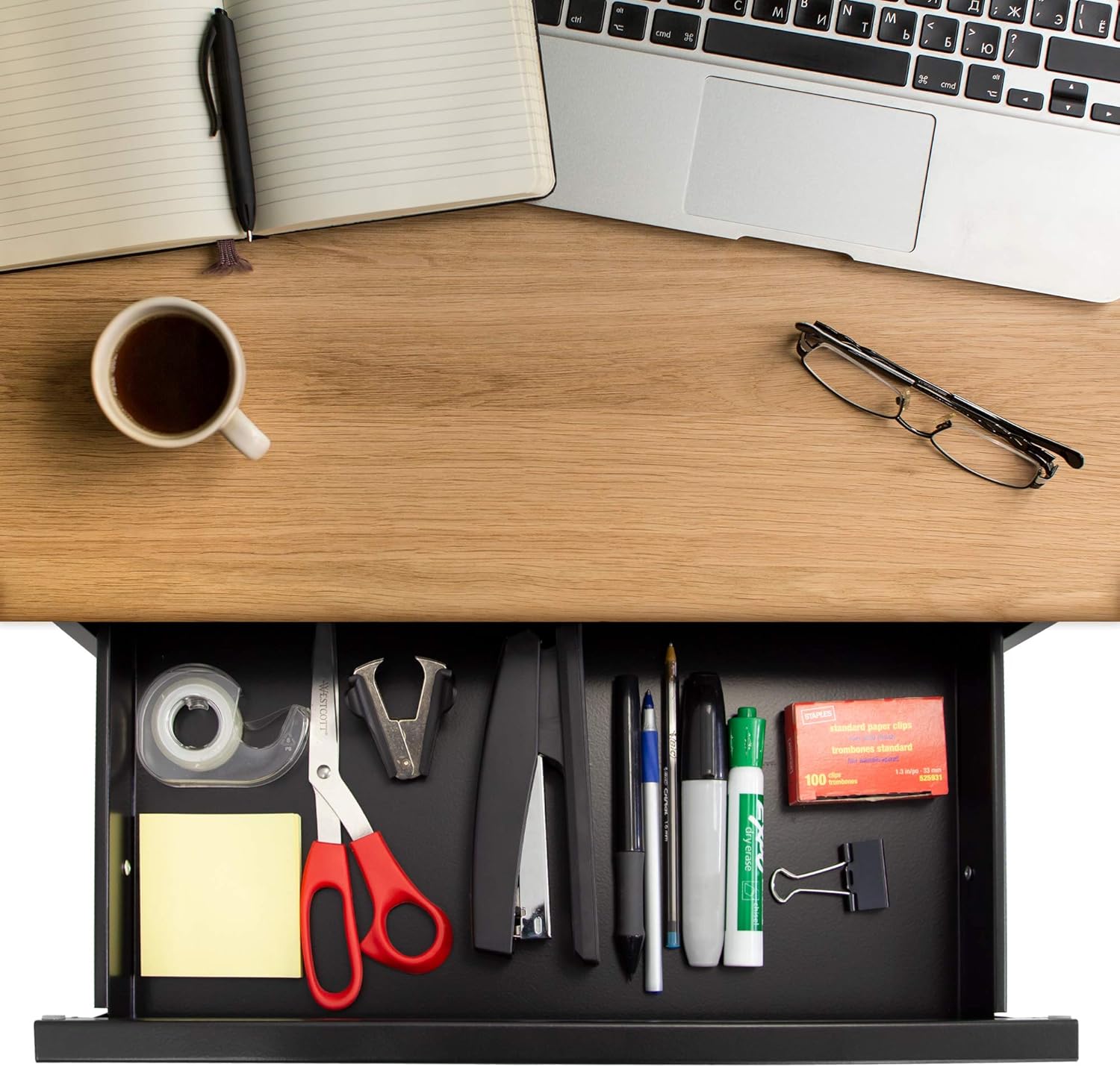 Mount-It! Under Desk Pull-Out Drawer with Lock and 2 Keys Included | Office Storage Organizer | Mounts to Desktops Tables
