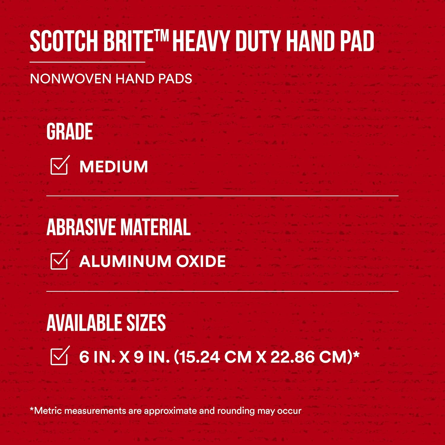 3M Scotch-Brite Heavy Duty Hand Pad 7440B, 6 in x 9 in, Pack of 40, Hand Sanding Pad - Metal Deburring and Finishing Pad