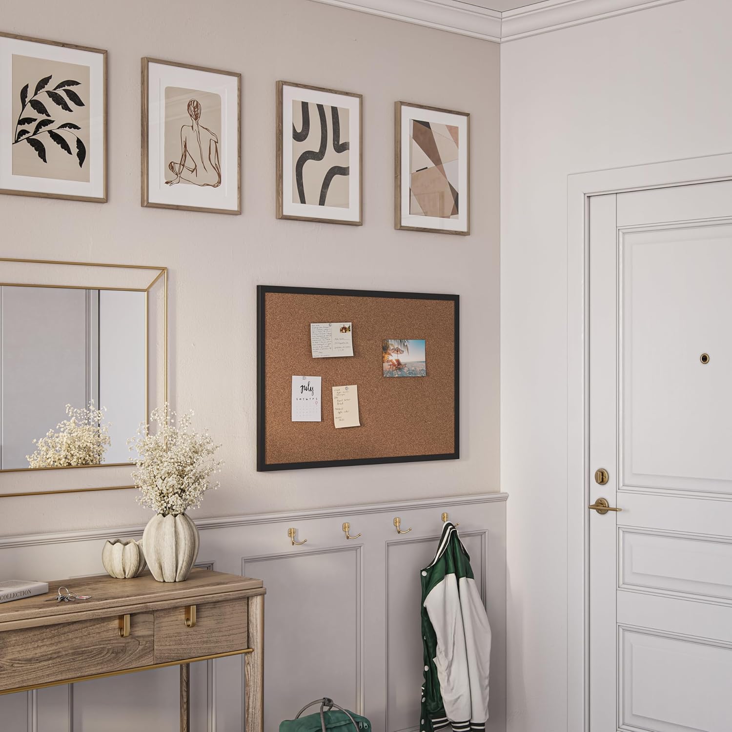 U Brands Cork Bulletin Board with Wood Frame