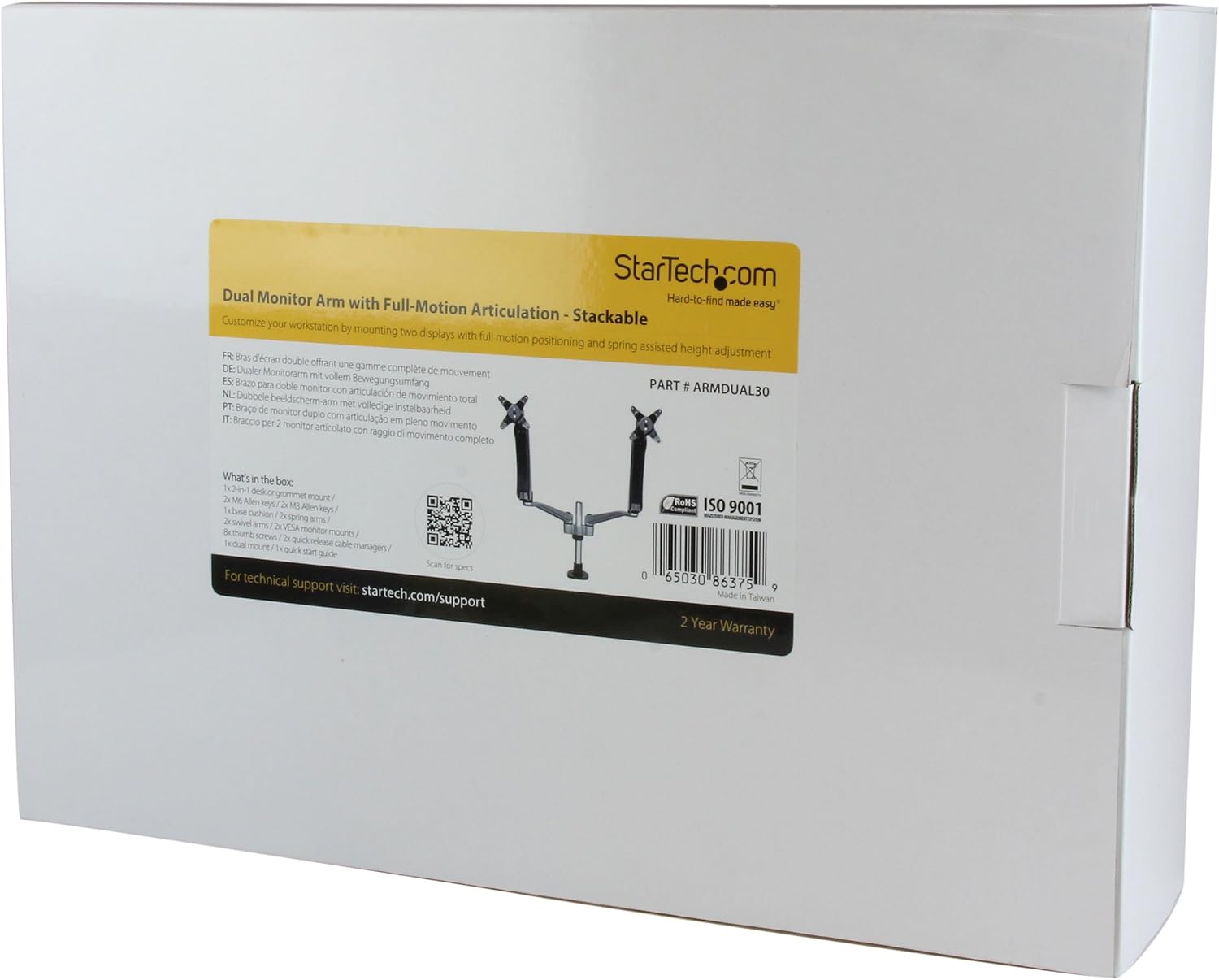 StarTech.com Desk Mount Monitor Arms - Articulating, Spring-Assisted, VESA 75x75/100x100