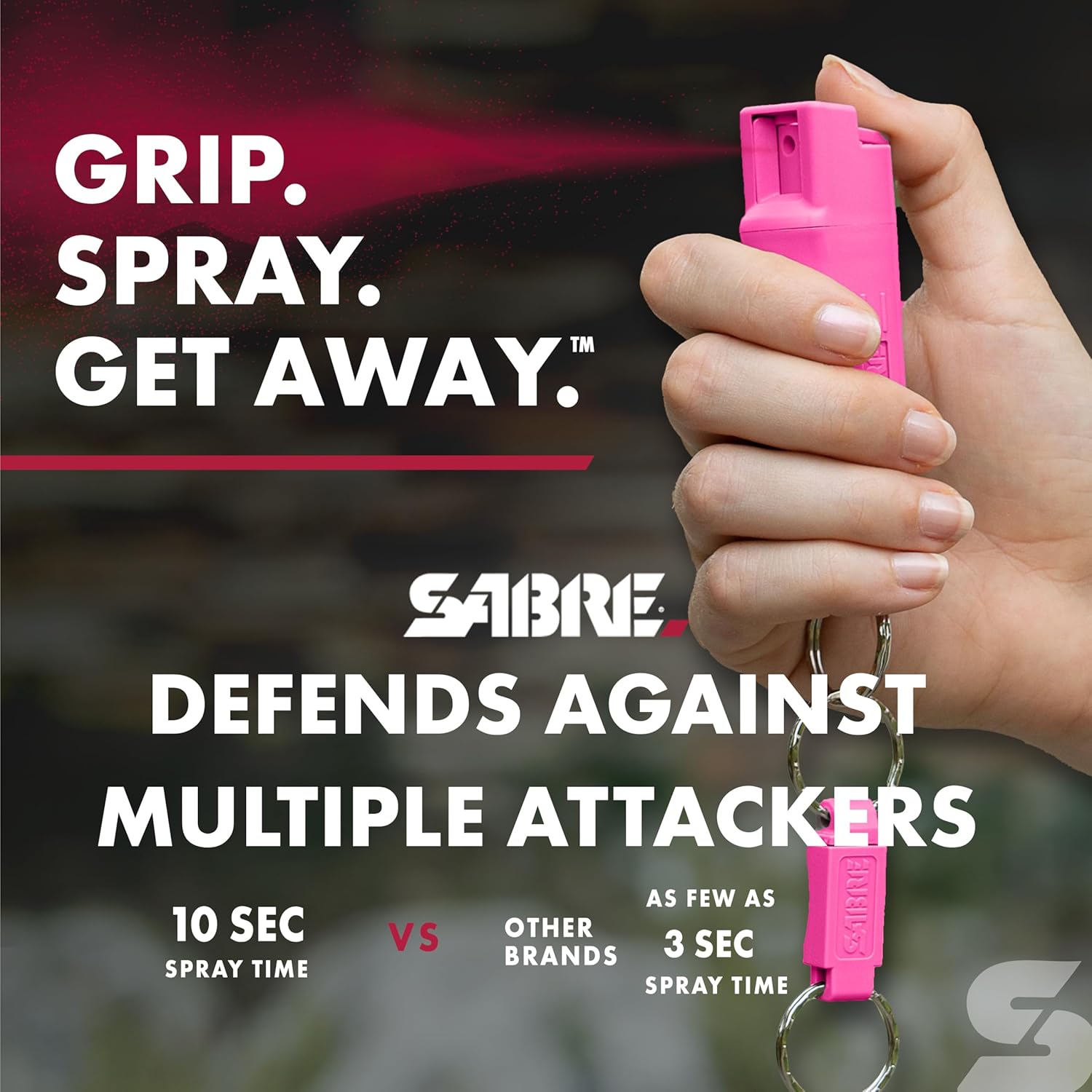 SABRE Pepper Spray, Supports National Breast Cancer Foundation, Maximum Police Strength OC Spray