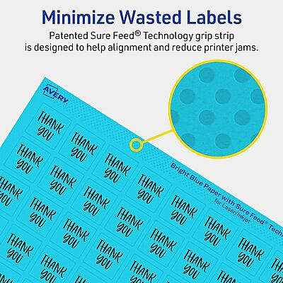 Avery Printable Square Labels, Sure Feed Technology, 3/4" x 3/4", Bright Blue, Print-to-The-Edge, Laser/Inkjet