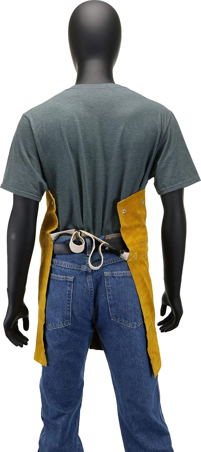 IRONCAT 7001 Leather Bib - 24 in. x 17 in. Heat Resistant Safety Wear in Golden Yellow for Welding. Safety Apparel 23" x 17"