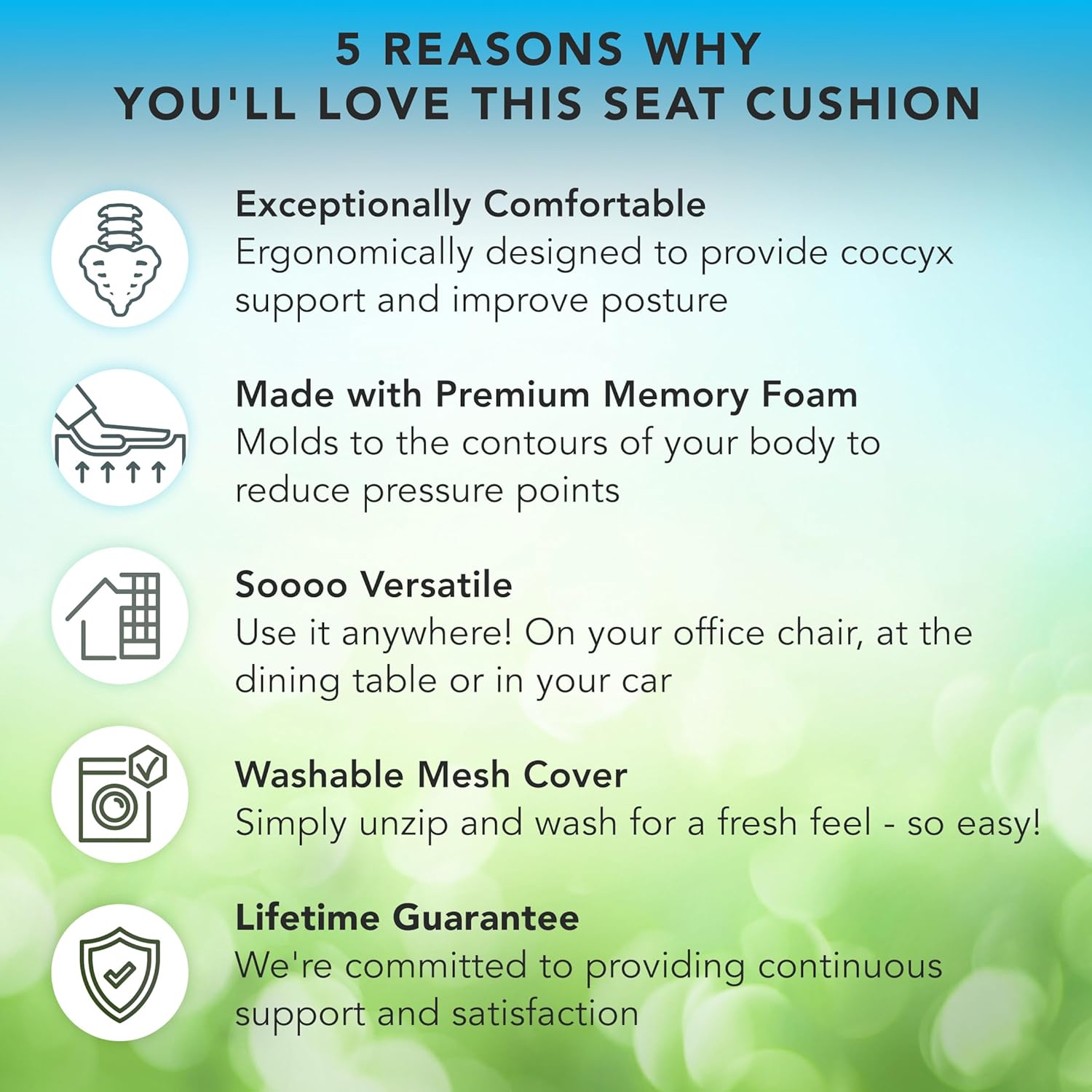 Mount-It! Office Seat Cushion, Premium Ergonomic Memory Foam with Cooling Gel
