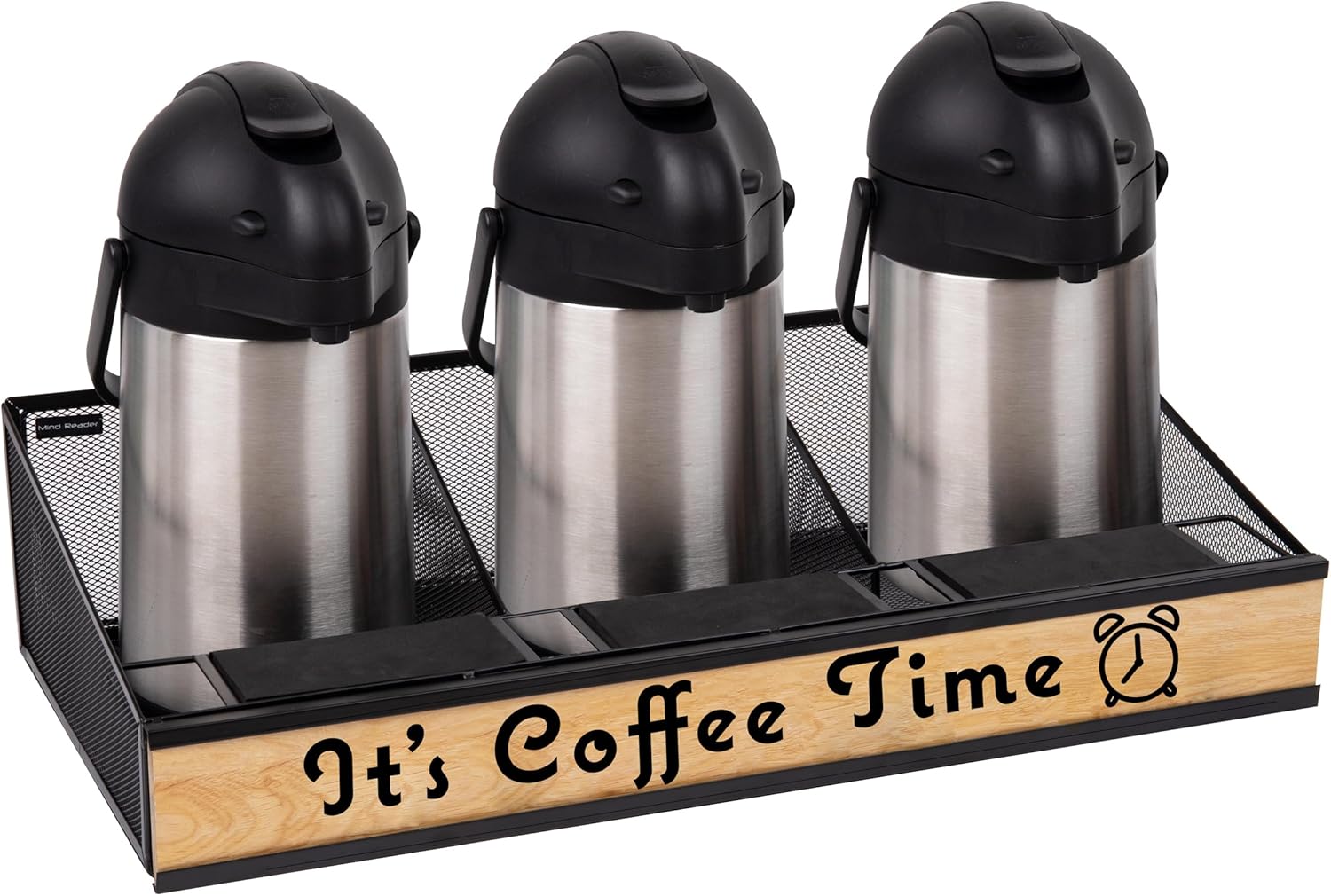 Mind Reader Airpot Serving Station, Coffee Bar Accessories, Countertop Organizer, Wire Mesh, 24" L x 12" W x 6" H, Black