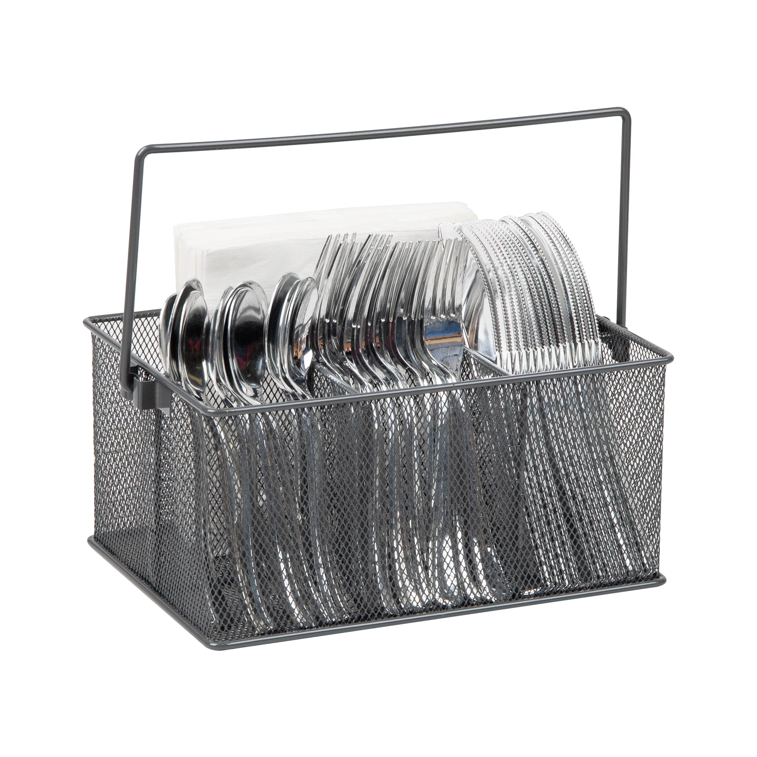 Mind Reader Utensil Holder, Silverware Organizer Caddy, Metal Mesh, 10L x 7W x 4.75H