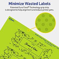 Avery Printable Rectangle Labels, Sure Feed Technology, 2" x 5", Bright Green