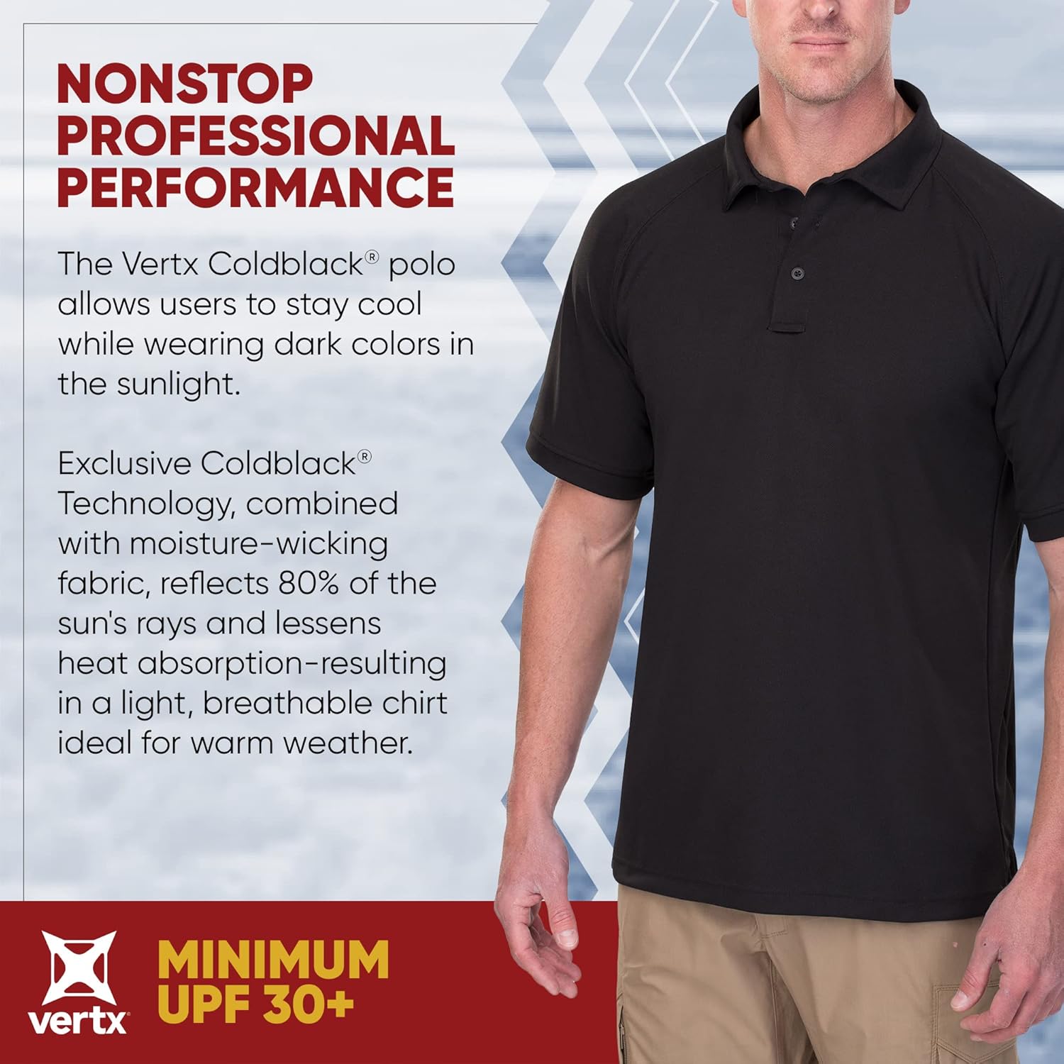 VERTX Men's Tactical Polo Shirt with Coldblack Technology