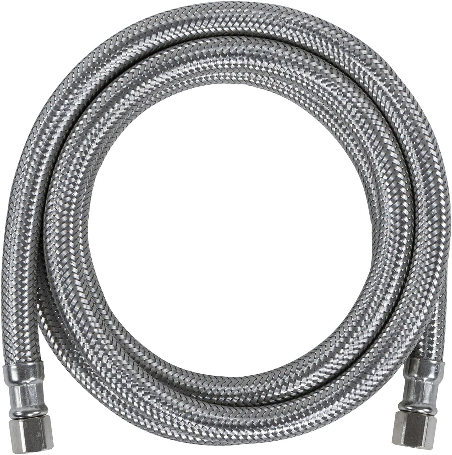 Certified Appliance Accessories Ice Maker Water Line, 5 Feet, PVC Core with Premium Braided Stainless Steel, Silver - Pack of 1