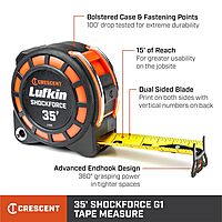 CRESCENT LUFKIN Shockforce Dual-Sided Tape Measure 1-3/16"