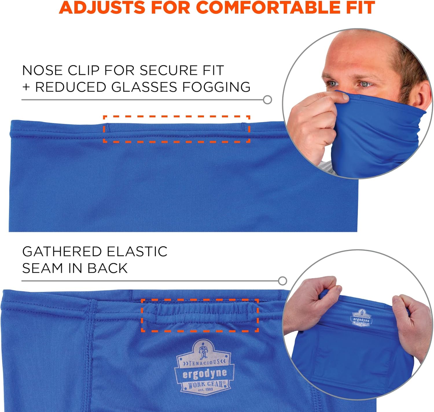 Ergodyne Chill-Its Cooling Neck Gaiter Bandana with Back-of-Neck Pocket, UPF 50+