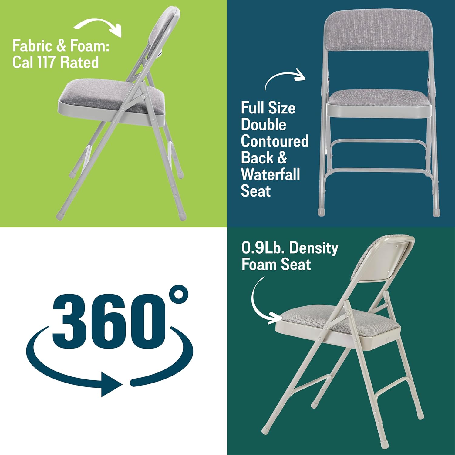 NATIONAL PUBLIC SEATING 2200 Series Steel Frame Upholstered Folding Chair (Carton of 4)