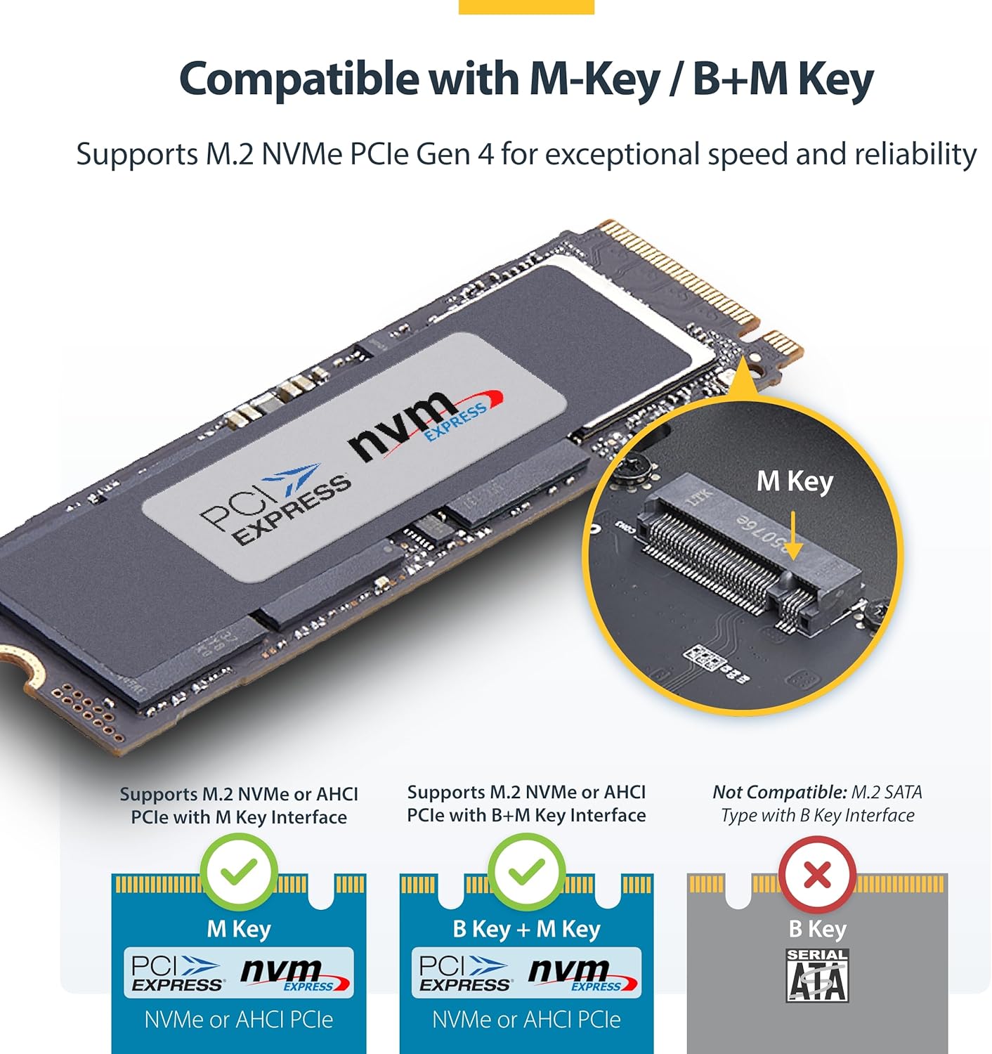 StarTech.com USB4 M.2 NVMe Enclosure, 40Gbps, External USB-C/Thunderbolt NVMe SSD Enclosure, Aluminum Heatsink Case