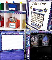 Carson Dellosa Galaxy Bulletin Board Borders, 39 Feet of Scalloped Marble, Gold Dot Classroom Borders for Bulletin Board