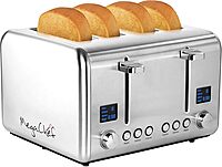 MegaChef 4-Slice Stainless Steel Toaster, Silver